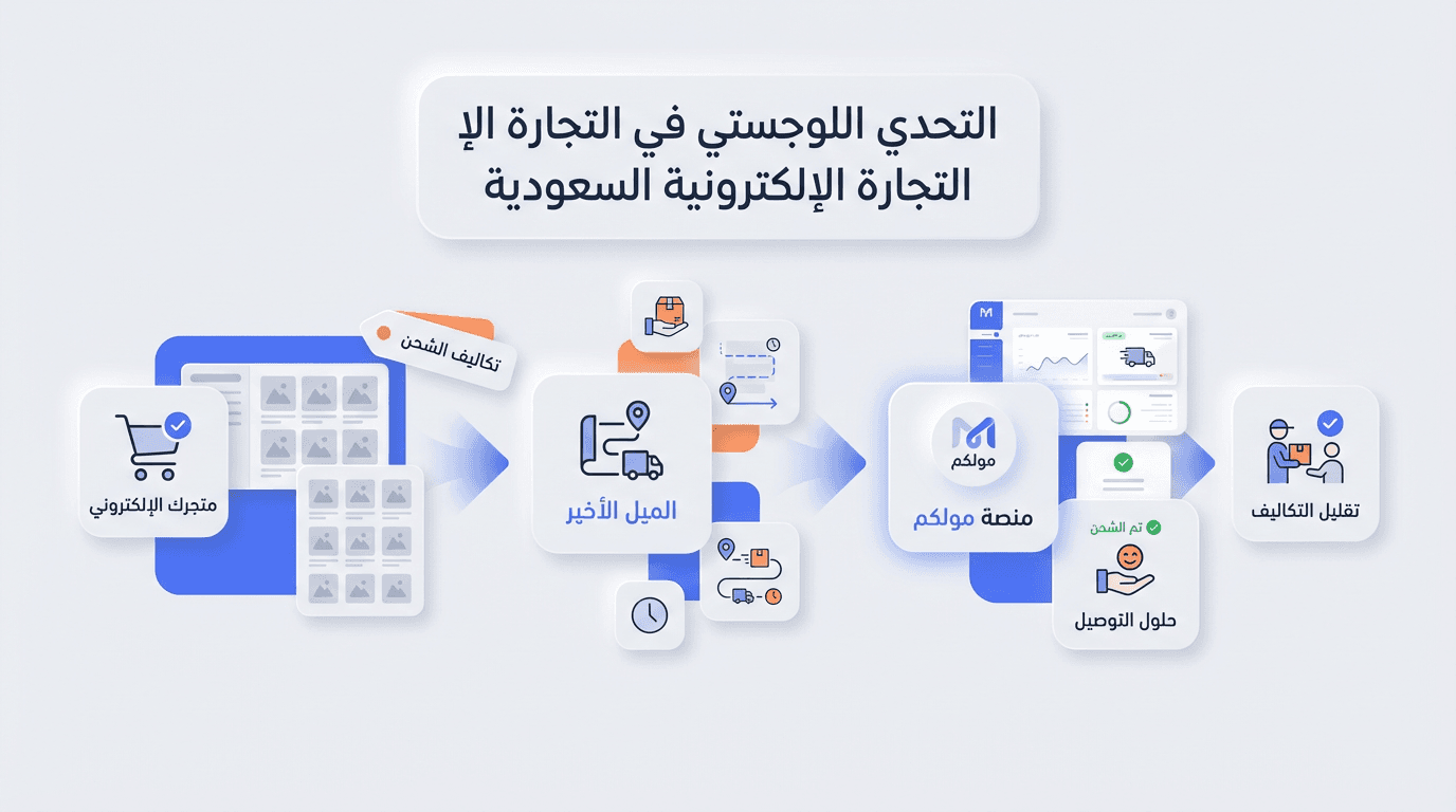 التحدي اللوجستي في التجارة الإلكترونية السعودية 2026: كيف تتغلب على تكاليف 'الميل الأخير' بمنصة مثل مولكم؟