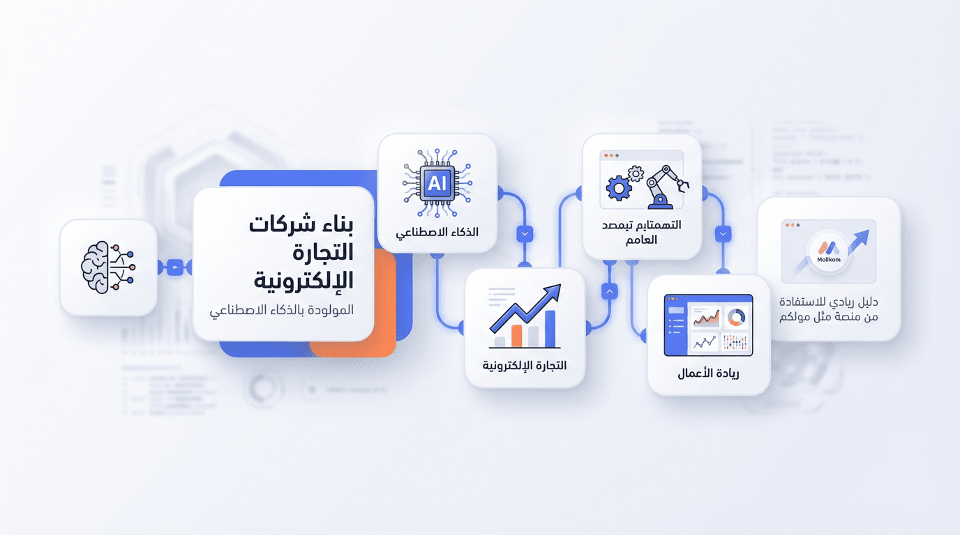 بناء شركات التجارة الإلكترونية المولودة بالذكاء الاصطناعي في السعودية 2026: دليل ريادي للاستفادة من منصة مثل مولكم