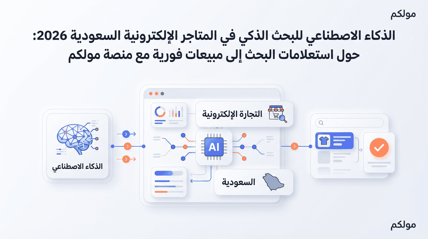 الذكاء الاصطناعي للبحث الذكي في المتاجر الإلكترونية السعودية 2026: حول استعلامات البحث إلى مبيعات فورية مع منصة مولكم